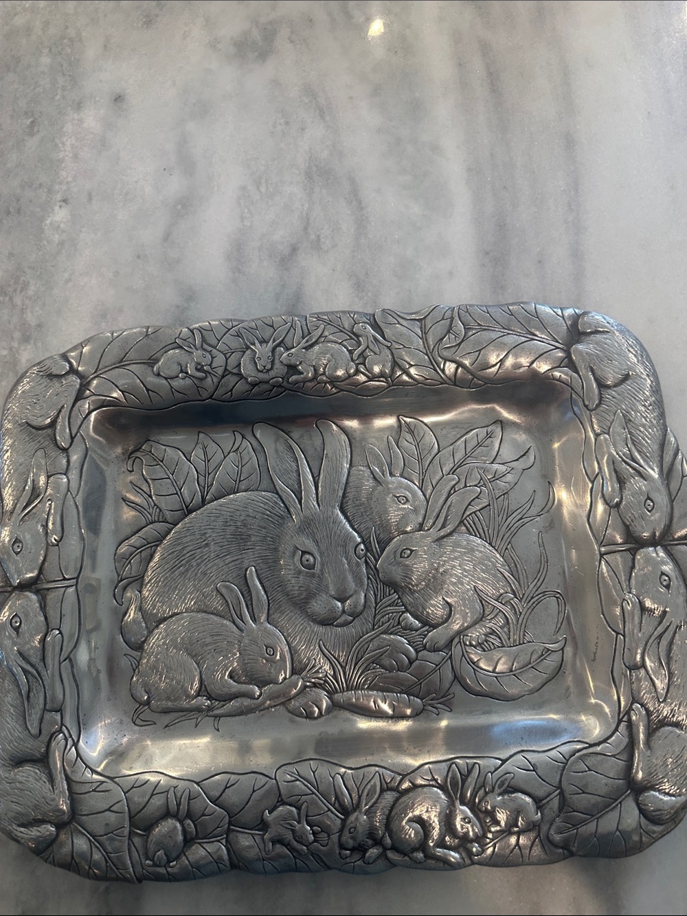 Arthur Court large rabbit platter.